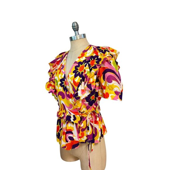 J Crew Collection Ruffle Wrap Ratti Curly Top Small - Picture 2 of 5